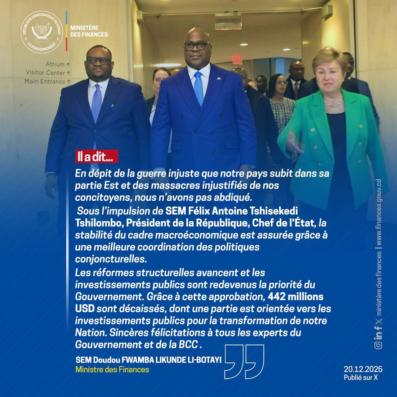 Le Conseil d’administration du FMI a conclu le 19 décembre 2025, la ...
